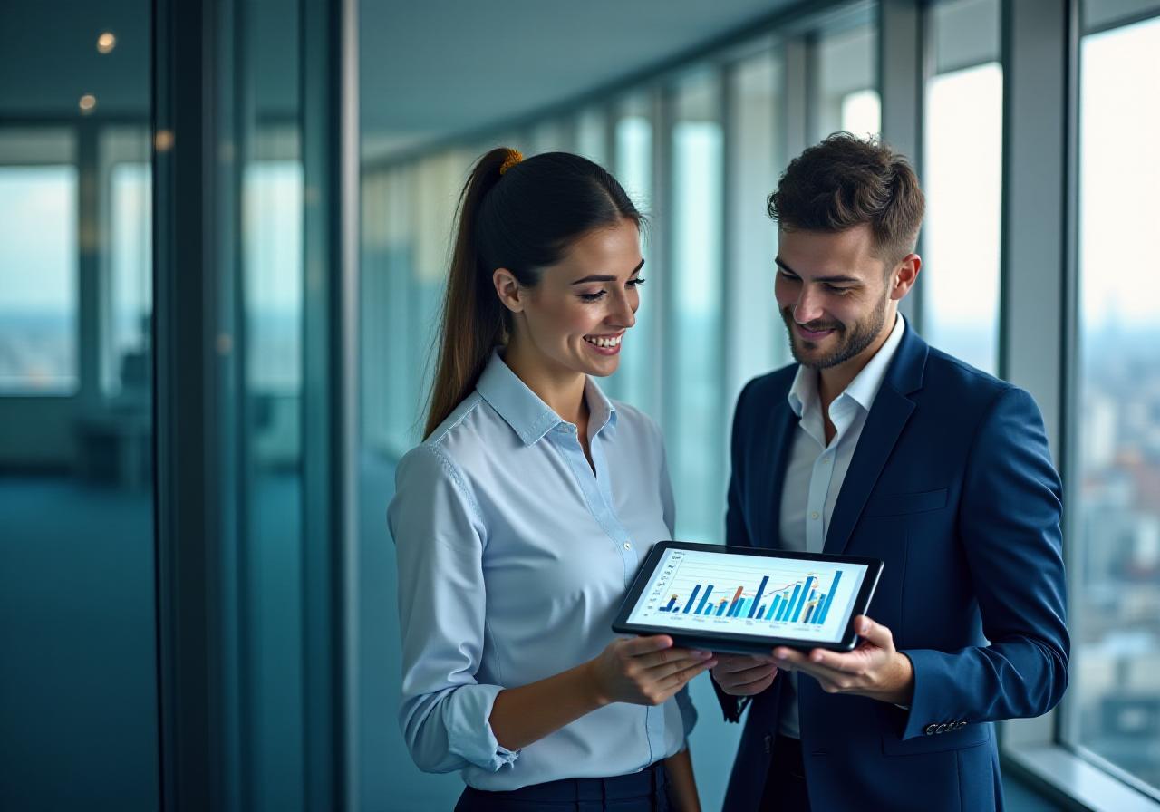 Team analyzing lead generation performance graphs